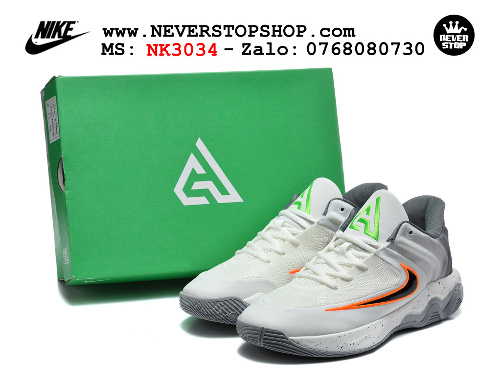 Giày bóng rổ nam nữ NIKE GIANNIS IMMORTALITY 4 WHITE GREY BLACK cổ thấp chuyên outdoor indoor, hàng chuẩn replica 1:1 best batch đế êm chống mòn cao, giá rẻ tốt nhất tại NeverStop Sneaker Shop HCM Giày bóng rổ outdoor Nike Giannis Immortality 4 Trắng Xám Đen bản siêu cấp replica 1:1 like auth giá rẻ tại NeverStop Sneaker Shop Hồ Chí Minh