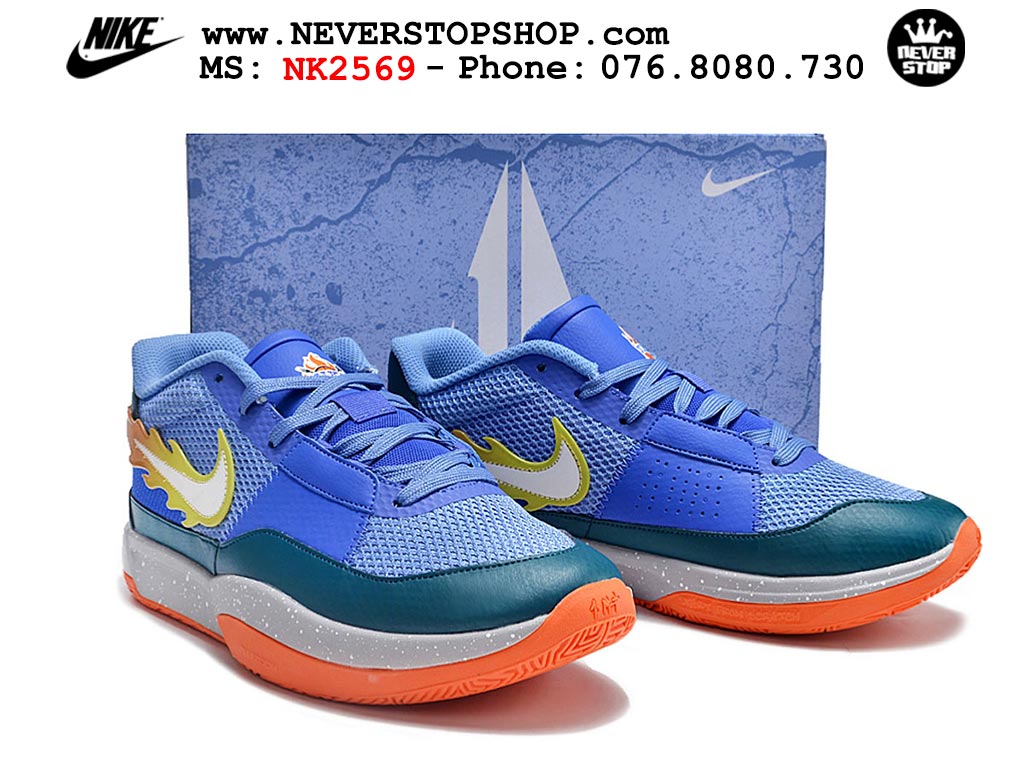 Giày bóng rổ nam nữ Nike Ja 1 Xanh Dương Cam hàng đẹp siêu cấp replica 1:1 giá rẻ tại NeverStop Sneaker Shop Quận 3 HCM