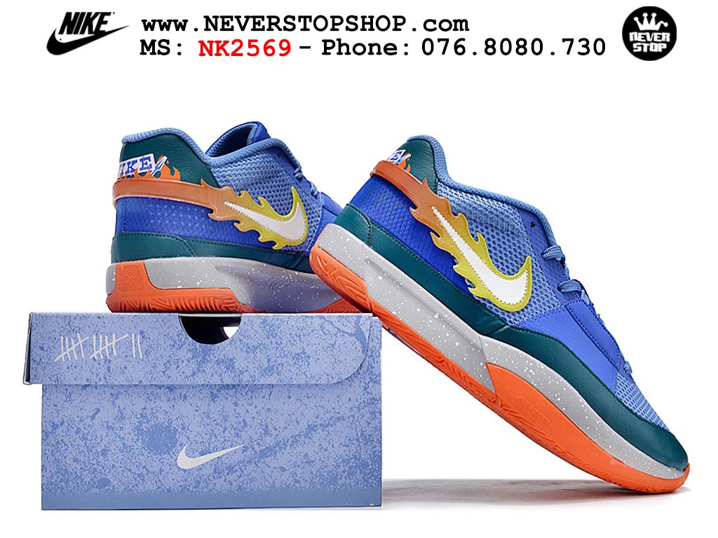 Giày bóng rổ nam nữ Nike Ja 1 Xanh Dương Cam hàng đẹp siêu cấp replica 1:1 giá rẻ tại NeverStop Sneaker Shop Quận 3 HCM