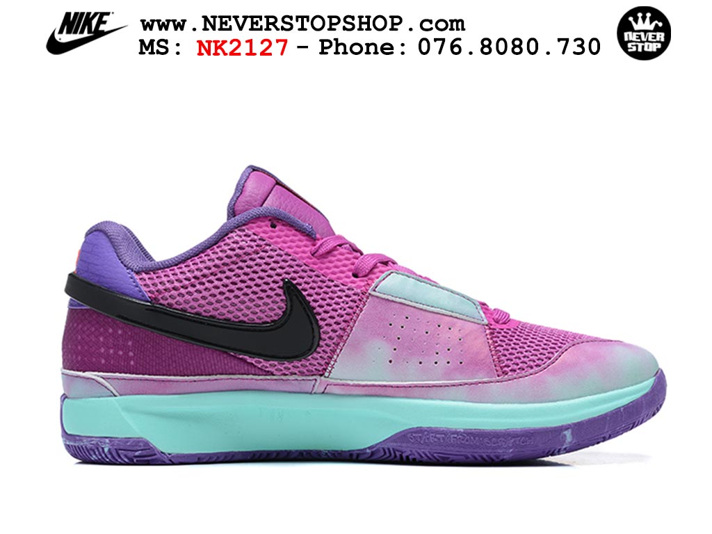 Giày bóng rổ nam nữ Nike Ja 1 Tím Xanh hàng đẹp siêu cấp replica 1:1 giá rẻ tại NeverStop Sneaker Shop Quận 3 HCM