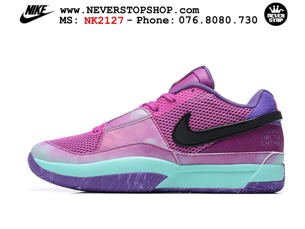 Giày bóng rổ nam nữ Nike Ja 1 Tím Xanh hàng đẹp siêu cấp replica 1:1 giá rẻ tại NeverStop Sneaker Shop Quận 3 HCM