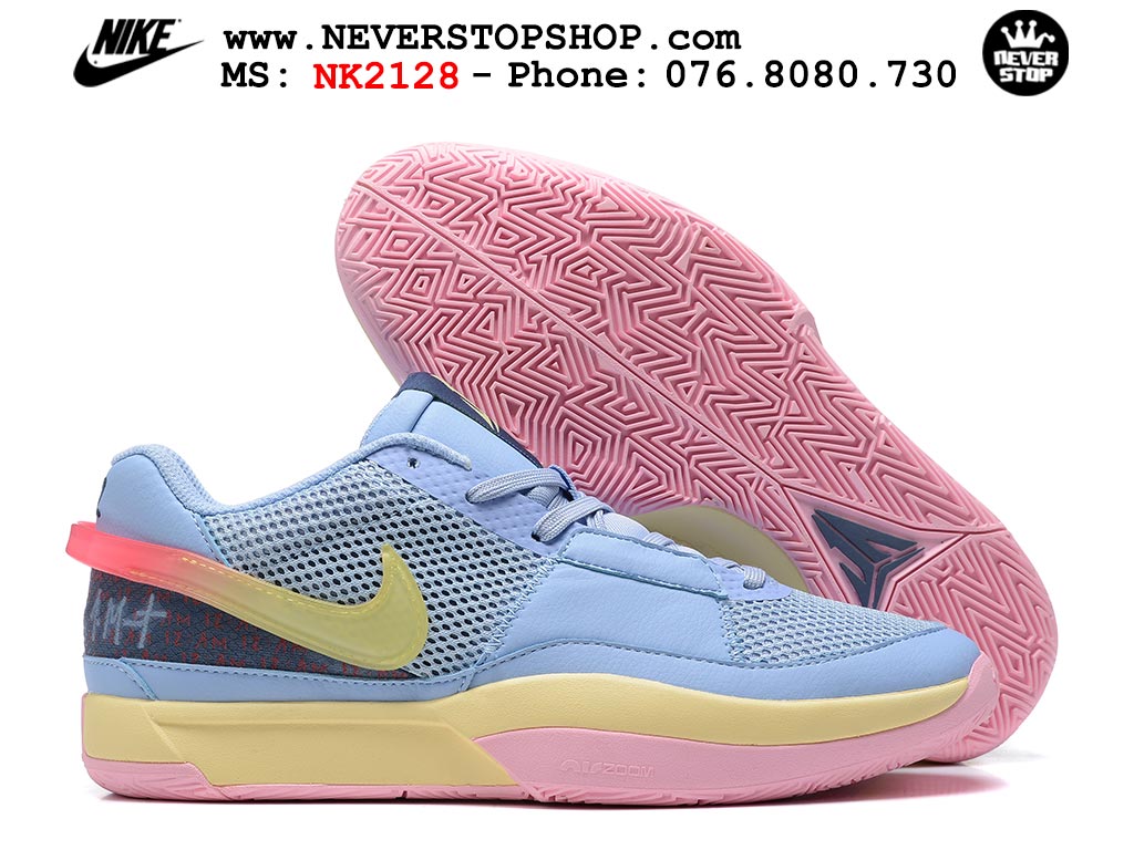 Giày bóng rổ nam nữ Nike Ja 1 Xanh Dương Vàng hàng đẹp siêu cấp replica 1:1 giá rẻ tại NeverStop Sneaker Shop Quận 3 HCM