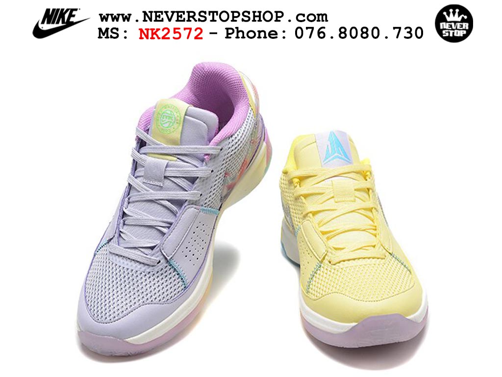 Giày bóng rổ nam nữ Nike Ja 1 Vàng Tím hàng đẹp siêu cấp replica 1:1 giá rẻ tại NeverStop Sneaker Shop Quận 3 HCM