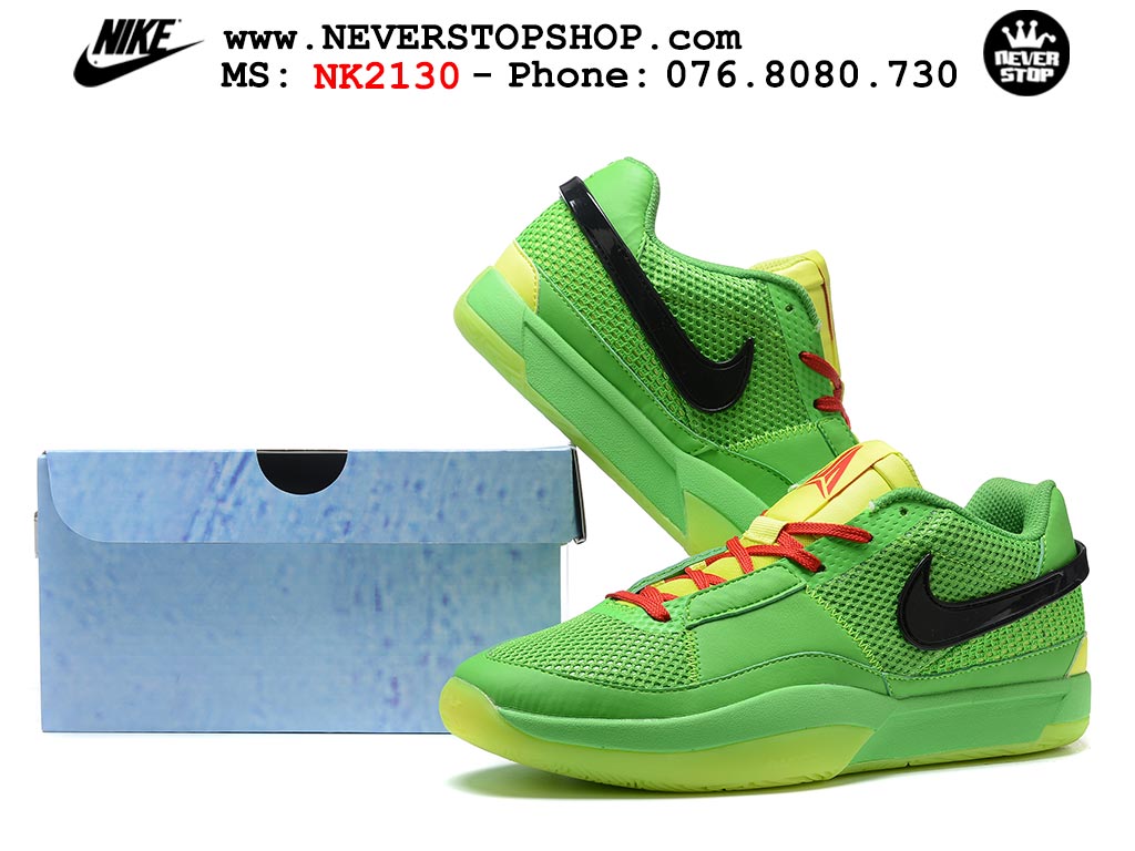 Giày bóng rổ nam nữ Nike Ja 1 Xanh Lá Vàng hàng đẹp siêu cấp replica 1:1 giá rẻ tại NeverStop Sneaker Shop Quận 3 HCM