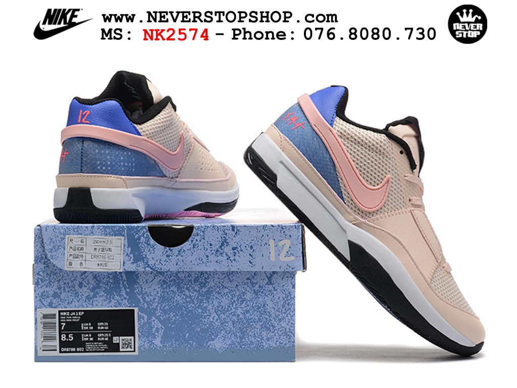 Giày bóng rổ nam nữ Nike Ja 1 Hồng Xanh Dương hàng đẹp siêu cấp replica 1:1 giá rẻ tại NeverStop Sneaker Shop Quận 3 HCM