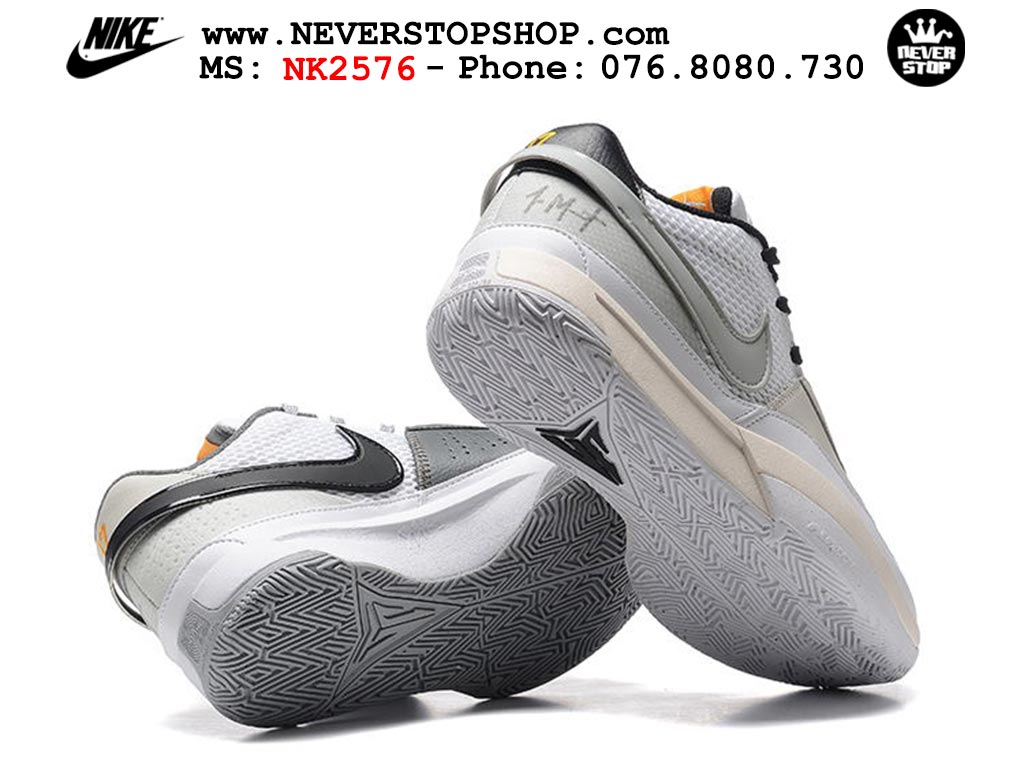 Giày bóng rổ nam nữ Nike Ja 1 Xám Trắng hàng đẹp siêu cấp replica 1:1 giá rẻ tại NeverStop Sneaker Shop Quận 3 HCM