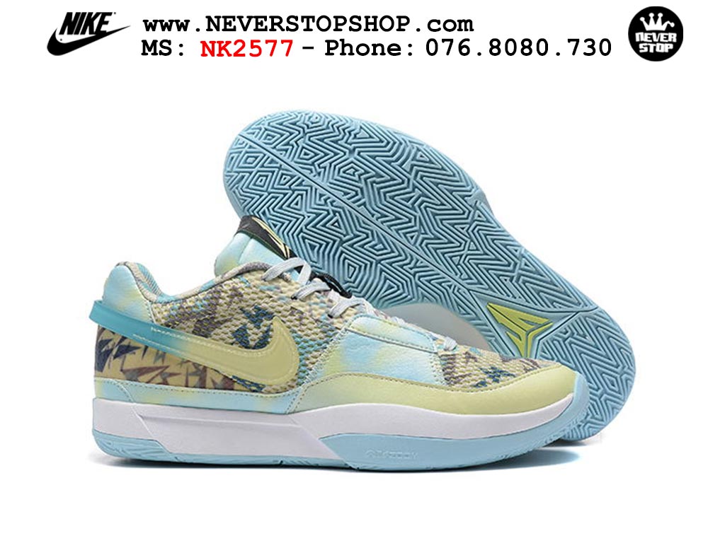 Giày bóng rổ nam nữ Nike Ja 1 Xanh Trắng hàng đẹp siêu cấp replica 1:1 giá rẻ tại NeverStop Sneaker Shop Quận 3 HCM