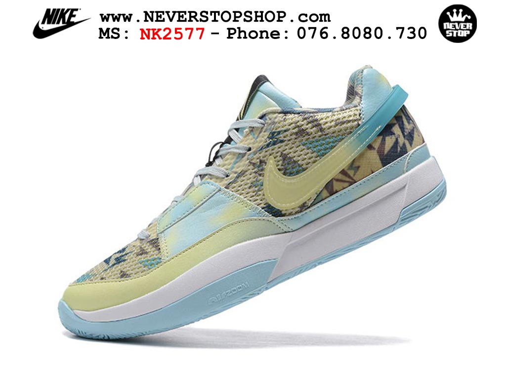 Giày bóng rổ nam nữ Nike Ja 1 Xanh Trắng hàng đẹp siêu cấp replica 1:1 giá rẻ tại NeverStop Sneaker Shop Quận 3 HCM