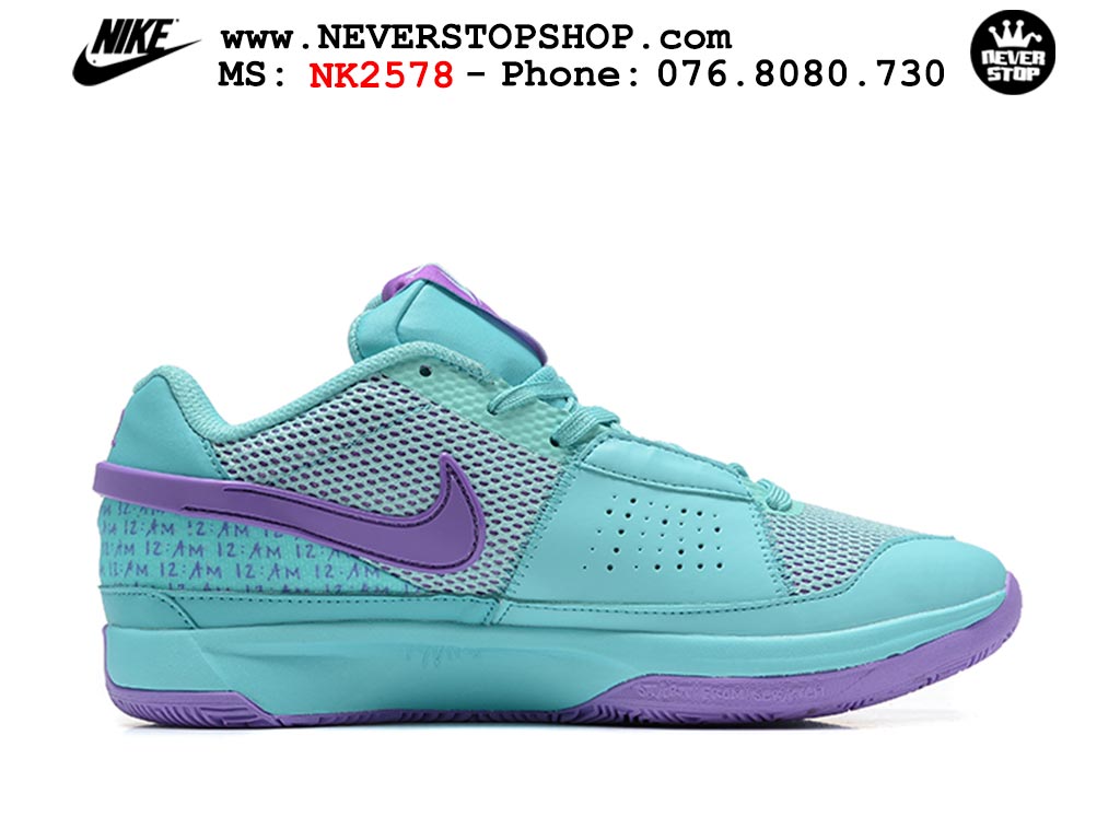 Giày bóng rổ nam nữ Nike Ja 1 Xanh Tím hàng đẹp siêu cấp replica 1:1 giá rẻ tại NeverStop Sneaker Shop Quận 3 HCM