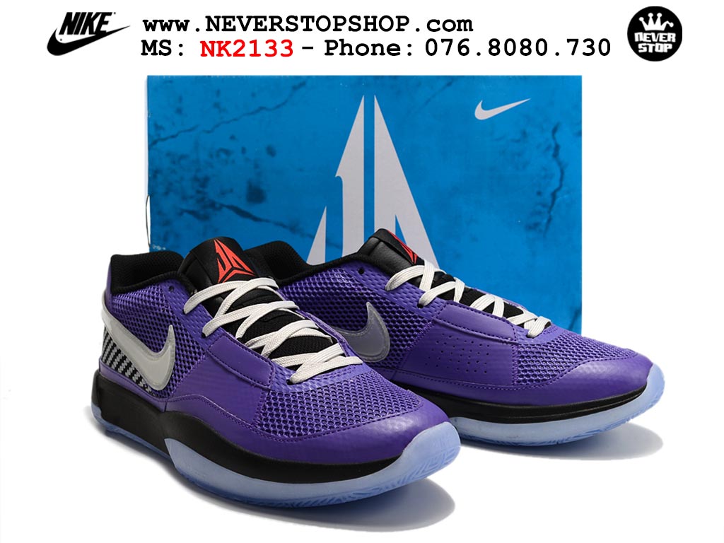 Giày bóng rổ nam nữ Nike Ja 1 Tím Đen hàng đẹp siêu cấp replica 1:1 giá rẻ tại NeverStop Sneaker Shop Quận 3 HCM