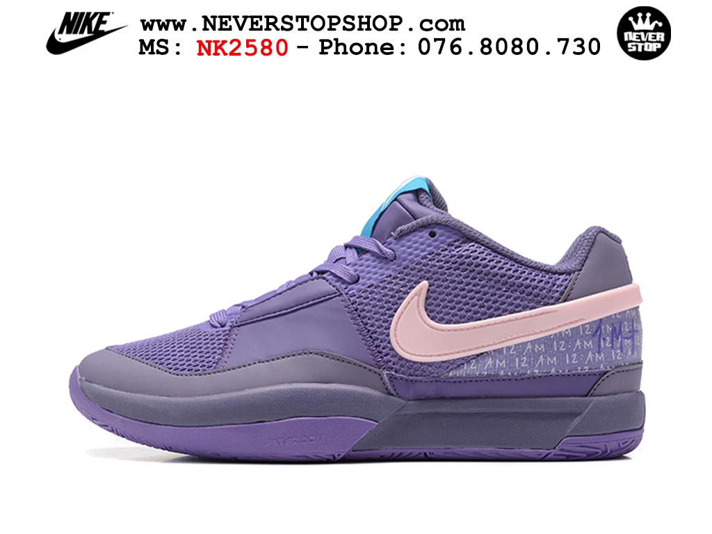 Giày bóng rổ nam nữ Nike Ja 1 Tím Hồng hàng đẹp siêu cấp replica 1:1 giá rẻ tại NeverStop Sneaker Shop Quận 3 HCM