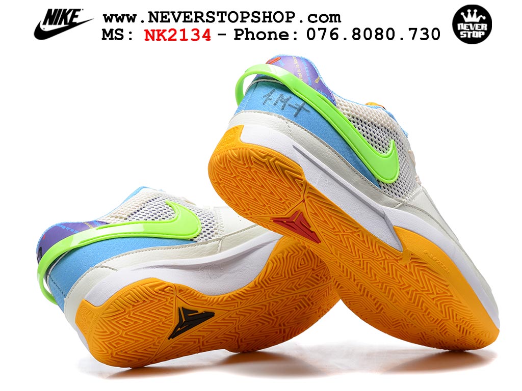 Giày bóng rổ nam nữ Nike Ja 1 Trắng Xanh hàng đẹp siêu cấp replica 1:1 giá rẻ tại NeverStop Sneaker Shop Quận 3 HCM