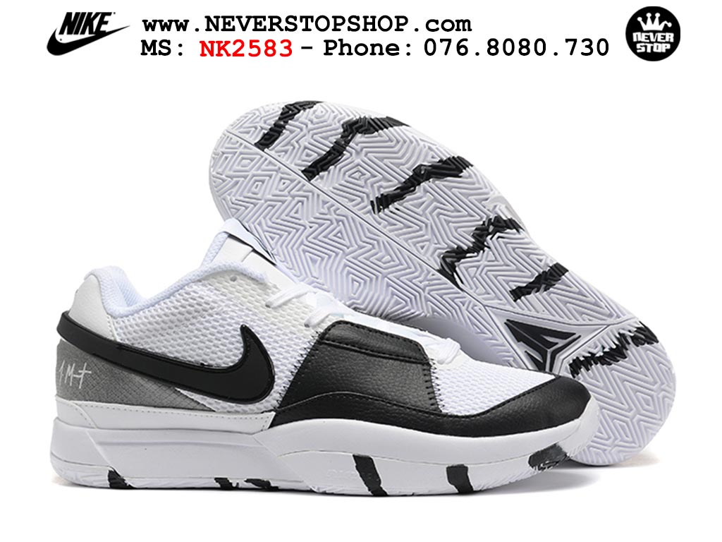 Giày bóng rổ nam nữ Nike Ja 1 Trắng Đen hàng đẹp siêu cấp replica 1:1 giá rẻ tại NeverStop Sneaker Shop Quận 3 HCM