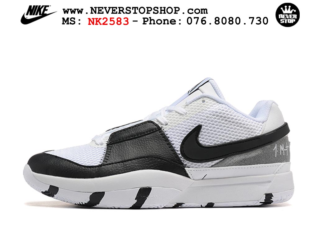 Giày bóng rổ nam nữ Nike Ja 1 Trắng Đen hàng đẹp siêu cấp replica 1:1 giá rẻ tại NeverStop Sneaker Shop Quận 3 HCM