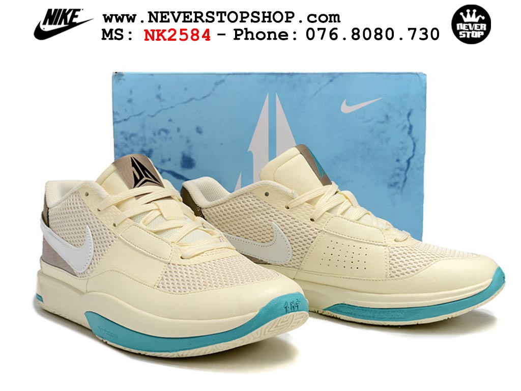 Giày bóng rổ nam nữ Nike Ja 1 Kem Nâu hàng đẹp siêu cấp replica 1:1 giá rẻ tại NeverStop Sneaker Shop Quận 3 HCM