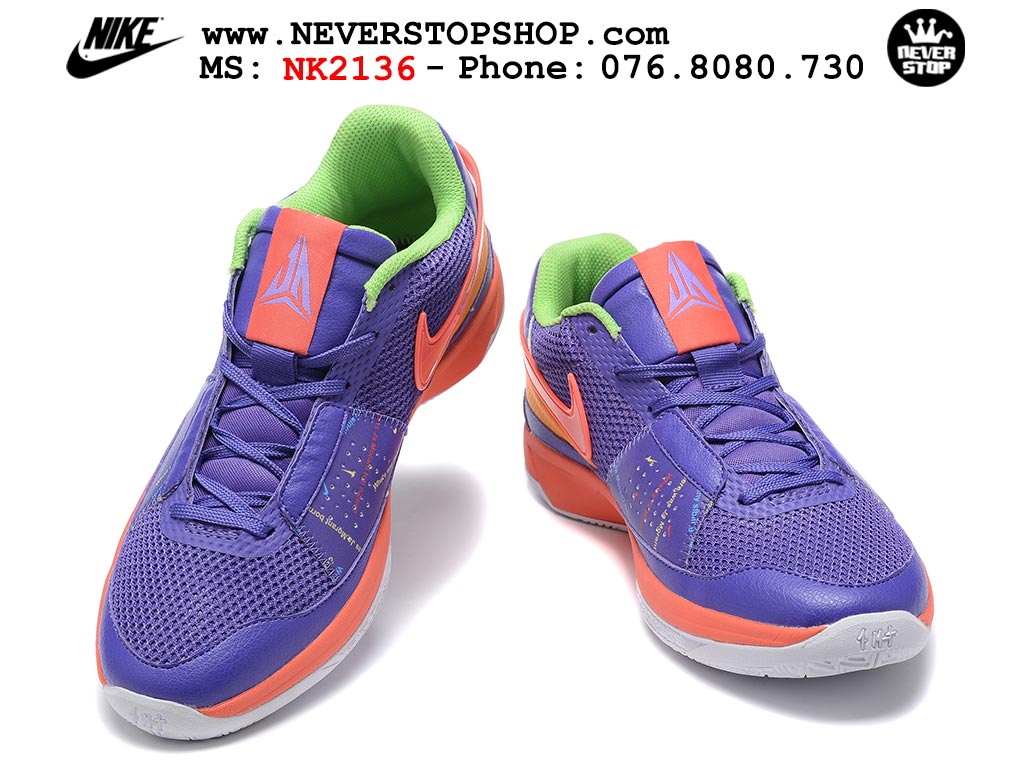 Giày bóng rổ nam nữ Nike Ja 1 Tím Cam hàng đẹp siêu cấp replica 1:1 giá rẻ tại NeverStop Sneaker Shop Quận 3 HCM