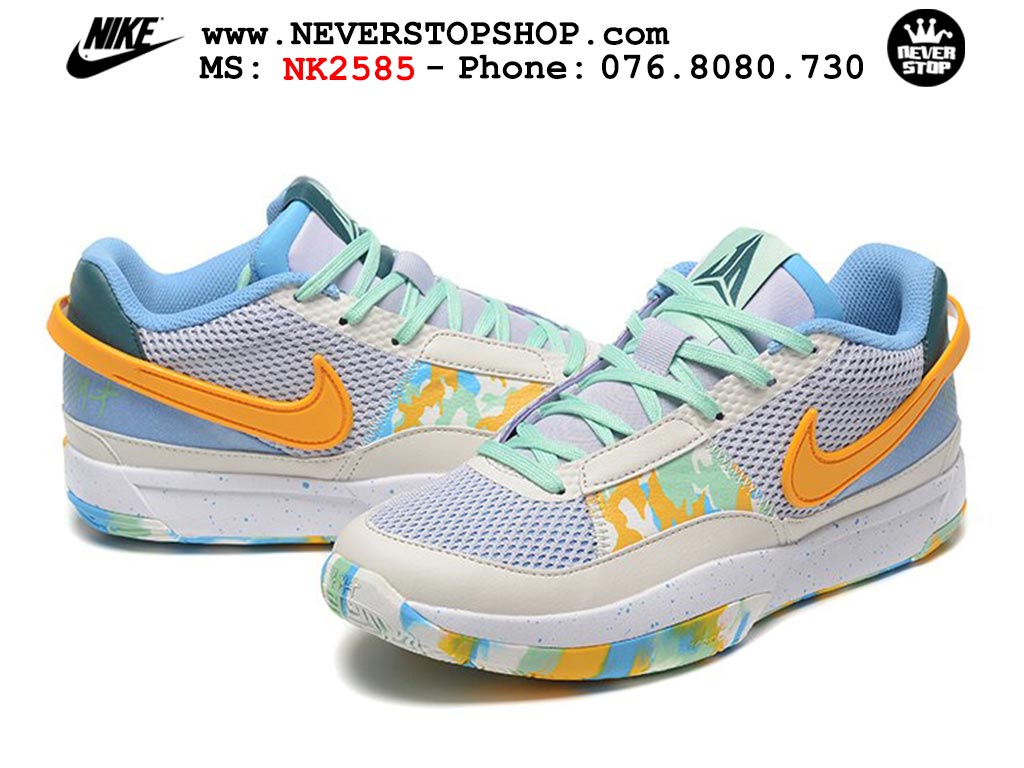 Giày bóng rổ nam nữ Nike Ja 1 Xanh Dương Cam hàng đẹp siêu cấp replica 1:1 giá rẻ tại NeverStop Sneaker Shop Quận 3 HCM