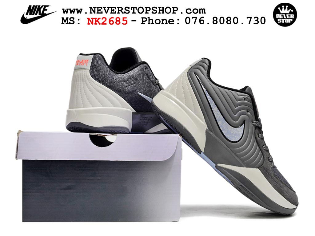 Giày thể thao nam nữ Nike Ja 2 Xám Trắng bản best quality siêu cấp replica 1:1 giá rẻ tại NeverStop Sneaker Shop Quận 3 HCM