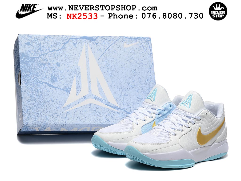 Giày thể thao nam nữ Nike Ja 2 Trắng Xanh Dương bản best quality siêu cấp replica 1:1 giá rẻ tại NeverStop Sneaker Shop Quận 3 HCM