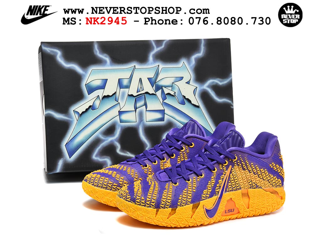 Giày bóng rổ nam NIKE JA 3 LSU TIGERS like auth hàng chuẩn replica 1:1 cao cấp, giá rẻ tốt nhất tại NeverStop Sneaker Shop Hồ Chí Minh Giày thể thao nam nữ Nike Ja 3 Vàng Tím bản best quality siêu cấp replica 1:1 giá rẻ tại NeverStop Sneaker Shop Quận 3 HCM