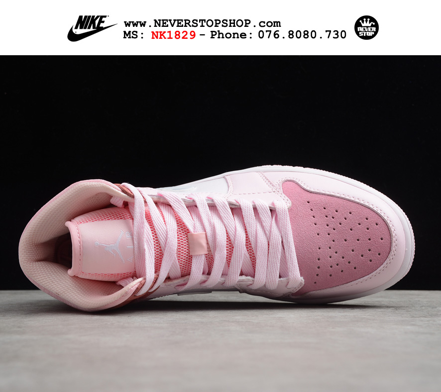 Giày bóng rổ NIKE AIR JORDAN 1 HIGH HỒNG TRẮNG hàng đẹp chuẩn sfake replica giá rẻ tốt nhất HCM