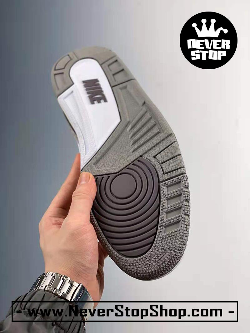 Giày bóng rổ Nike Jordan 3 Trắng Xám bản đẹp chuẩn replica 1:1 authentic giá rẻ tại NeverStop Sneaker Shop Quận 3 HCM