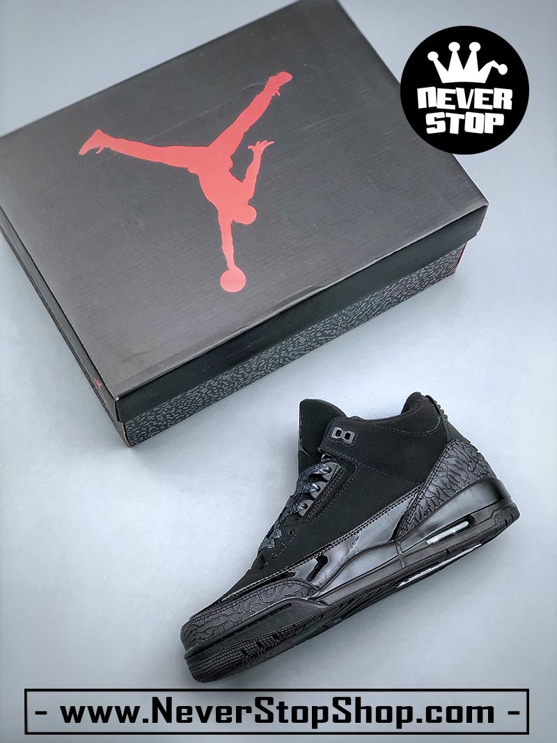 Giày bóng rổ Nike Jordan 3 Đen Full bản đẹp chuẩn replica 1:1 authentic giá rẻ tại NeverStop Sneaker Shop Quận 3 HCM