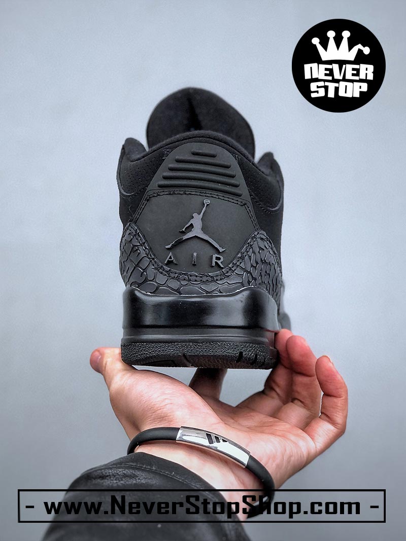 Giày bóng rổ Nike Jordan 3 Đen Full bản đẹp chuẩn replica 1:1 authentic giá rẻ tại NeverStop Sneaker Shop Quận 3 HCM