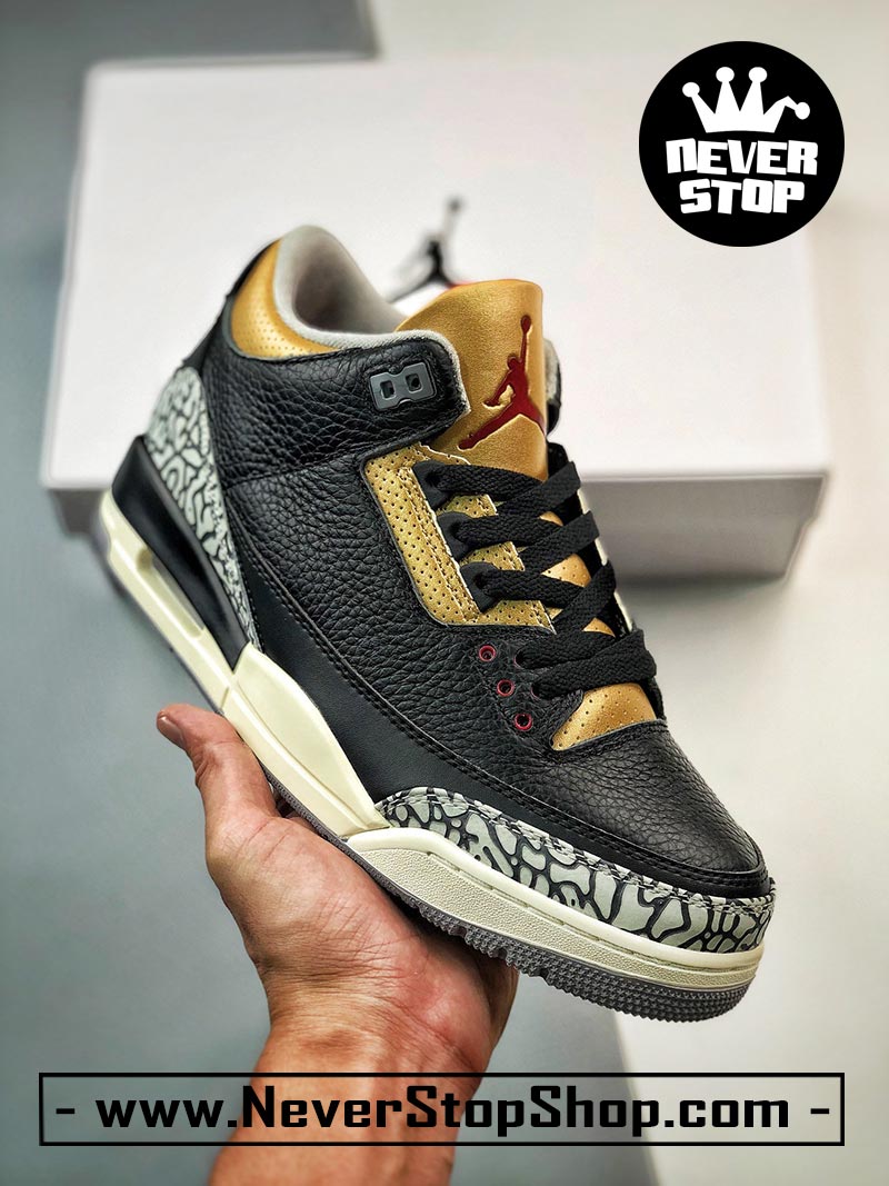 Giày bóng rổ Nike Jordan 3 Đen Vàng bản đẹp chuẩn replica 1:1 authentic giá rẻ tại NeverStop Sneaker Shop Quận 3 HCM