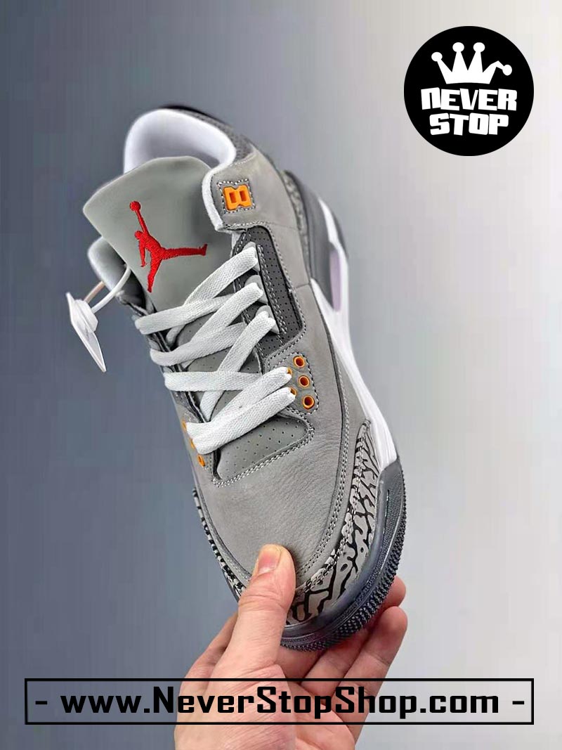 Giày bóng rổ Nike Jordan 3 Xám bản đẹp chuẩn replica 1:1 authentic giá rẻ tại NeverStop Sneaker Shop Quận 3 HCM