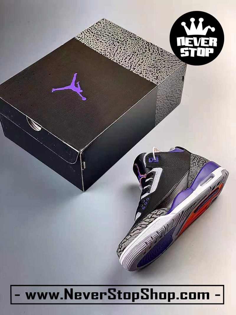 Giày bóng rổ Nike Jordan 3 Đen Tím bản đẹp chuẩn replica 1:1 authentic giá rẻ tại NeverStop Sneaker Shop Quận 3 HCM