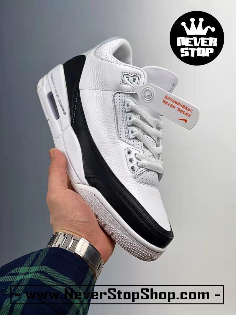 Giày bóng rổ Nike Jordan 3 Trắng Đen bản đẹp chuẩn replica 1:1 authentic giá rẻ tại NeverStop Sneaker Shop Quận 3 HCM