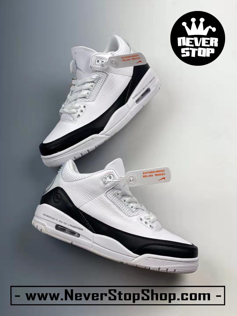 Giày bóng rổ Nike Jordan 3 Trắng Đen bản đẹp chuẩn replica 1:1 authentic giá rẻ tại NeverStop Sneaker Shop Quận 3 HCM