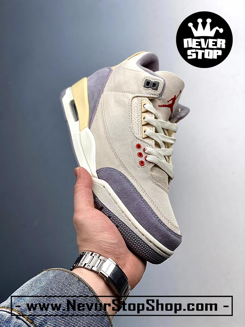 Giày bóng rổ Nike Jordan 3 Kem Xám bản đẹp chuẩn replica 1:1 authentic giá rẻ tại NeverStop Sneaker Shop Quận 3 HCM