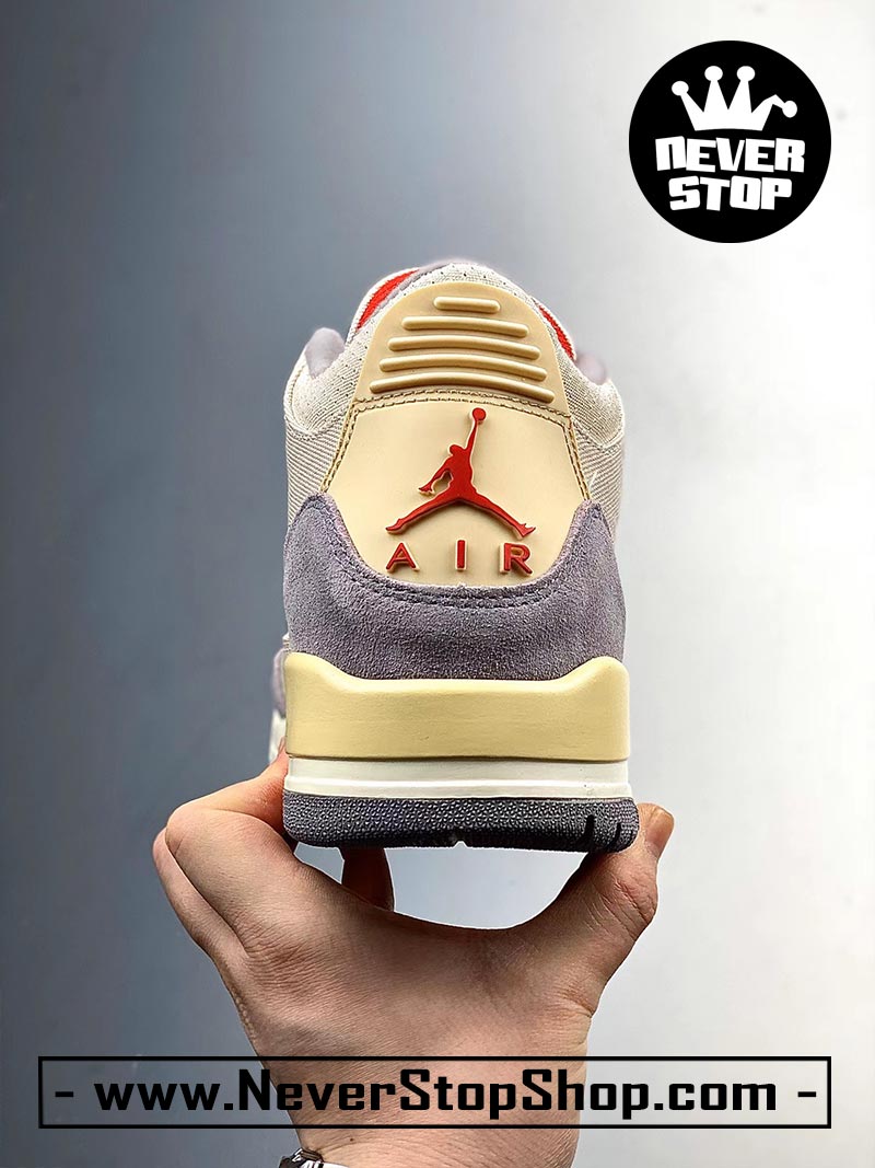 Giày bóng rổ Nike Jordan 3 Kem Xám bản đẹp chuẩn replica 1:1 authentic giá rẻ tại NeverStop Sneaker Shop Quận 3 HCM