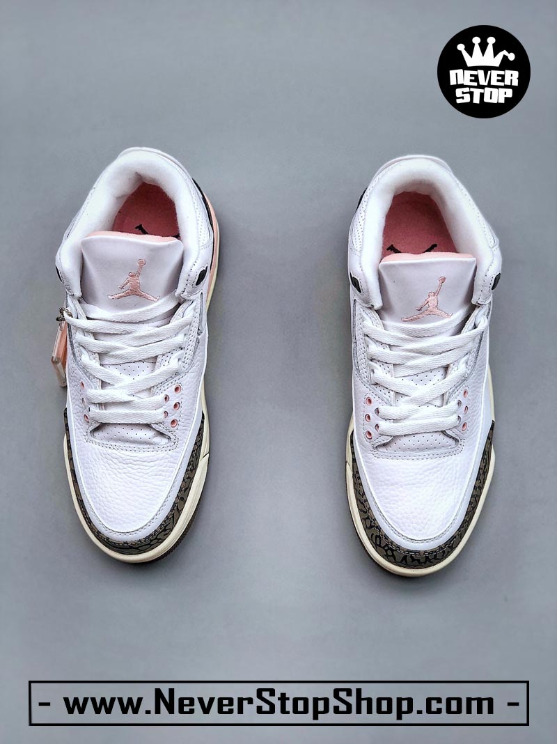 Giày bóng rổ Nike Jordan 3 Trắng Nâu bản đẹp chuẩn replica 1:1 authentic giá rẻ tại NeverStop Sneaker Shop Quận 3 HCM