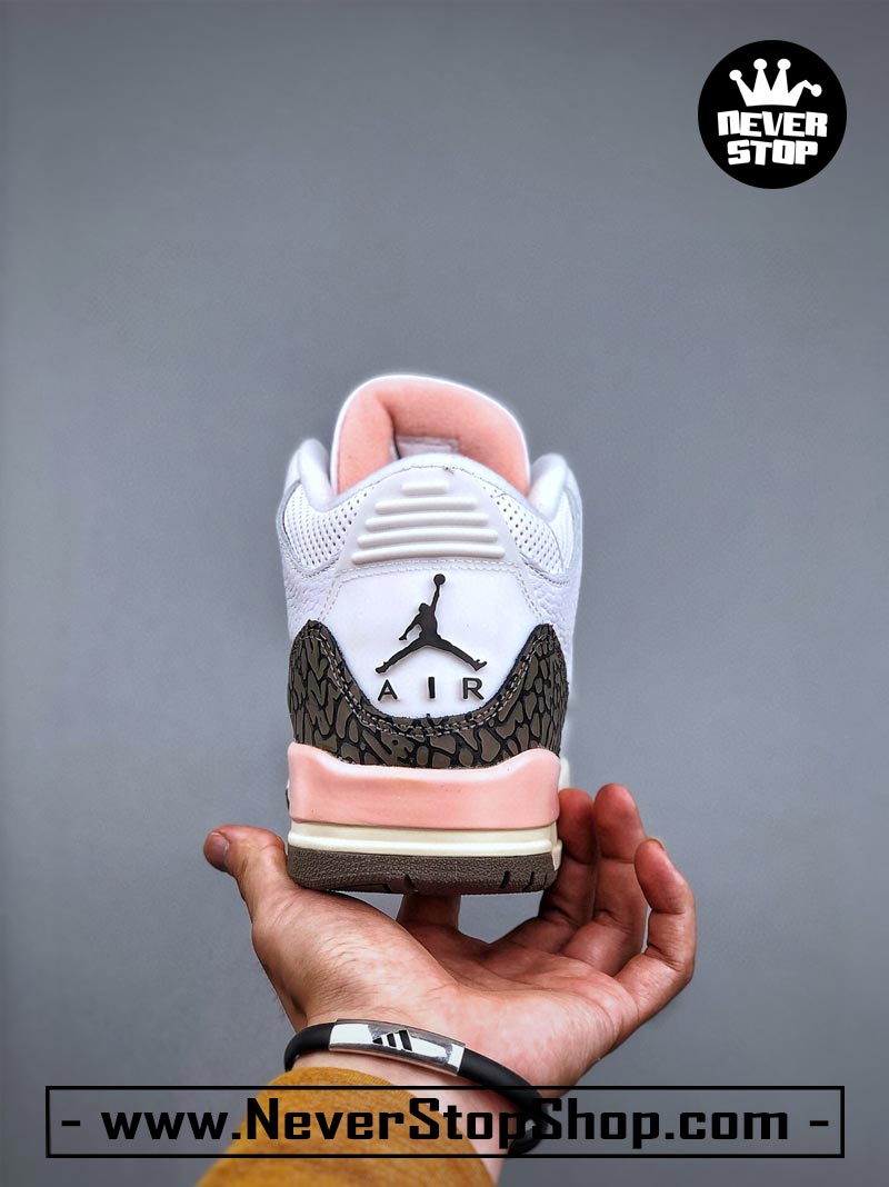 Giày bóng rổ Nike Jordan 3 Trắng Nâu bản đẹp chuẩn replica 1:1 authentic giá rẻ tại NeverStop Sneaker Shop Quận 3 HCM