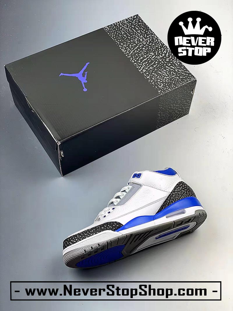 Giày bóng rổ Nike Jordan 3 Racer Xanh Dương bản đẹp chuẩn replica 1:1 authentic giá rẻ tại NeverStop Sneaker Shop Quận 3 HCM