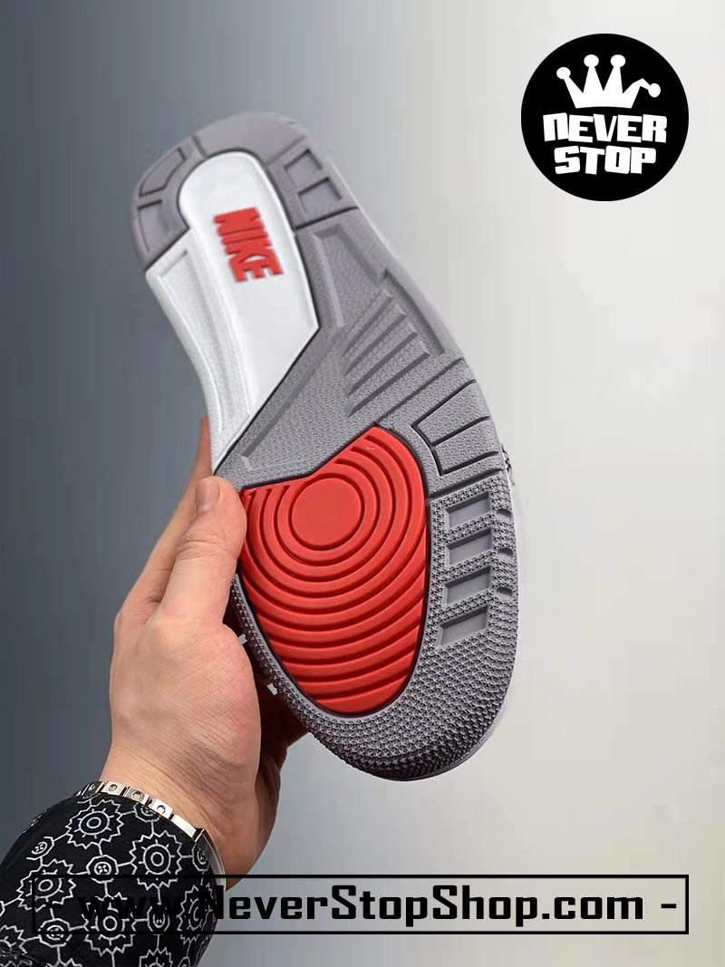 Giày bóng rổ Nike Jordan 3 Đỏ Xám bản đẹp chuẩn replica 1:1 authentic giá rẻ tại NeverStop Sneaker Shop Quận 3 HCM