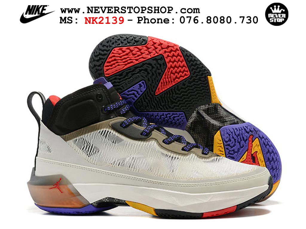 Giày bóng rổ nam nữ Nike Jordan 37 Trắng Đen bản đẹp loại siêu cấp replica 1:1 giá rẻ tại NeverStop Sneaker Shop Quận 3 HCM