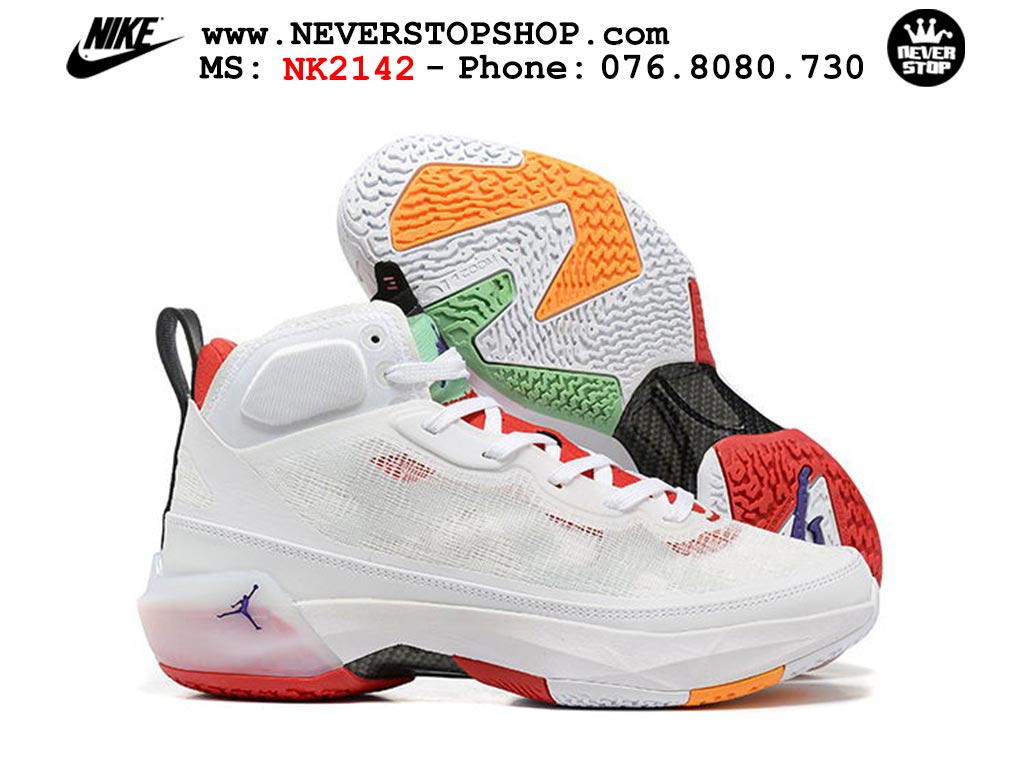 Giày bóng rổ nam nữ Nike Jordan 37 Trắng Đỏ bản đẹp loại siêu cấp replica 1:1 giá rẻ tại NeverStop Sneaker Shop Quận 3 HCM