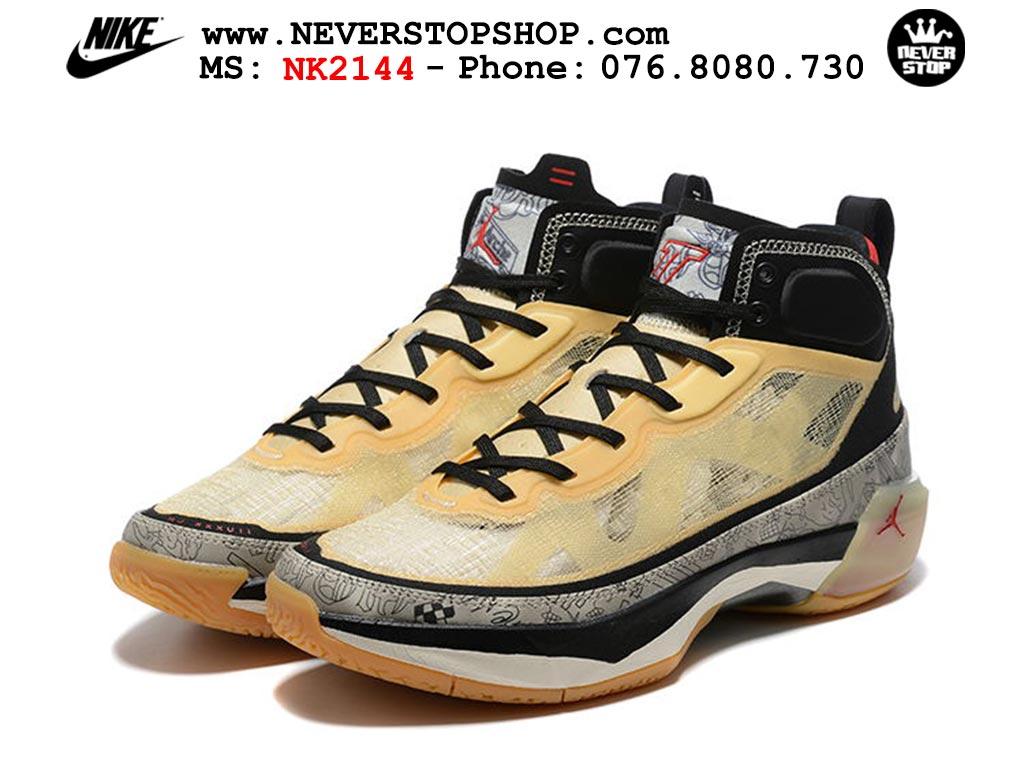 Giày bóng rổ nam nữ Nike Jordan 37 Vàng Đen bản đẹp loại siêu cấp replica 1:1 giá rẻ tại NeverStop Sneaker Shop Quận 3 HCM