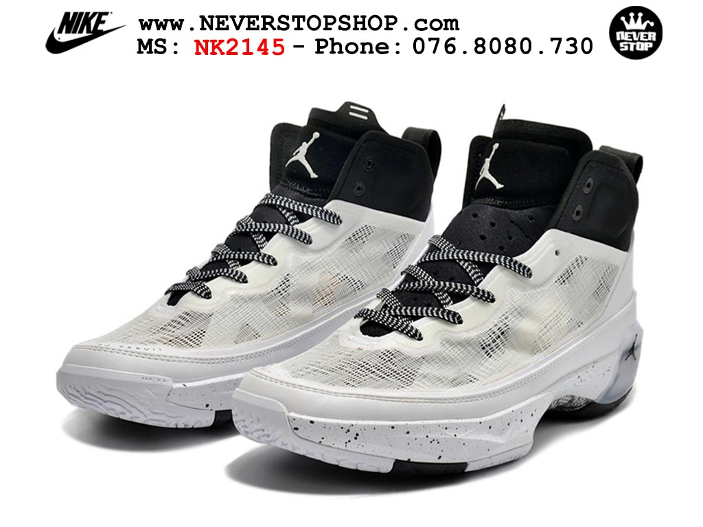 Giày bóng rổ nam nữ Nike Jordan 37 Trắng Đen bản đẹp loại siêu cấp replica 1:1 giá rẻ tại NeverStop Sneaker Shop Quận 3 HCM
