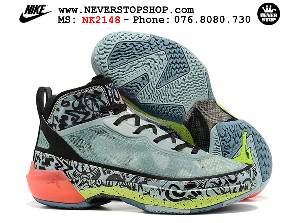 Giày bóng rổ nam nữ Nike Jordan 37 Xanh Đen bản đẹp loại siêu cấp replica 1:1 giá rẻ tại NeverStop Sneaker Shop Quận 3 HCM