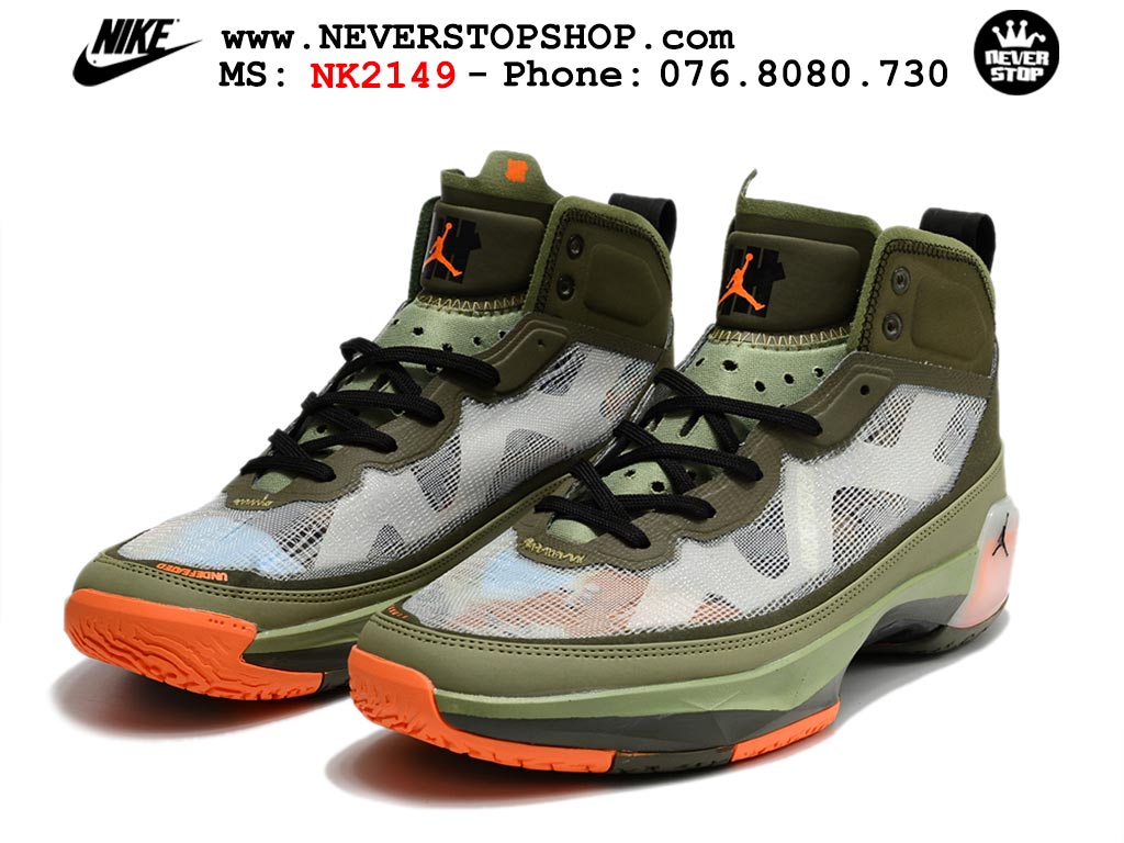Giày bóng rổ nam nữ Nike Jordan 37 Xanh Lá Cam bản đẹp loại siêu cấp replica 1:1 giá rẻ tại NeverStop Sneaker Shop Quận 3 HCM