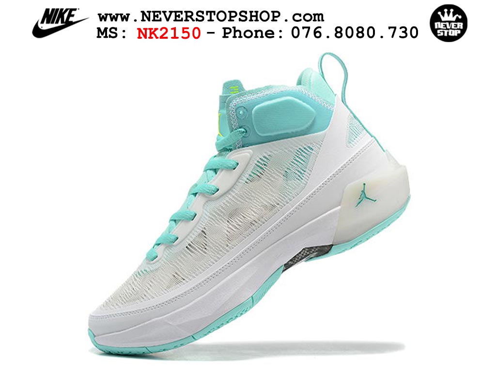 Giày bóng rổ nam nữ Nike Jordan 37 Trắng Xanh bản đẹp loại siêu cấp replica 1:1 giá rẻ tại NeverStop Sneaker Shop Quận 3 HCM