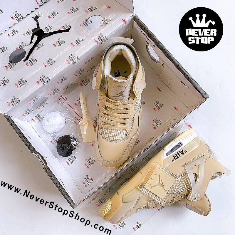Giày thể thao Nike Jordan 4 Off White Sail màu kem nam nữ hàng sfake replica chuẩn real chính hãng giá tốt HCM