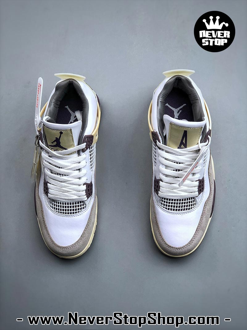 Giày thể thao Nike Air Jordan 4 Trắng Nâu hàng đẹp siêu cấp like auth replica 1:1 giá rẻ tại NeverStop Sneaker Shop Quận 3 HCM