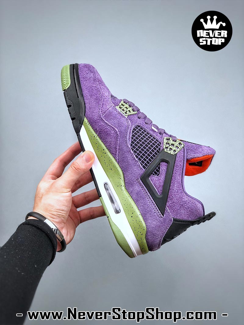 Giày thể thao Nike Air Jordan 4 Tím Xanh Lá hàng đẹp siêu cấp like auth replica 1:1 giá rẻ tại NeverStop Sneaker Shop Quận 3 HCM