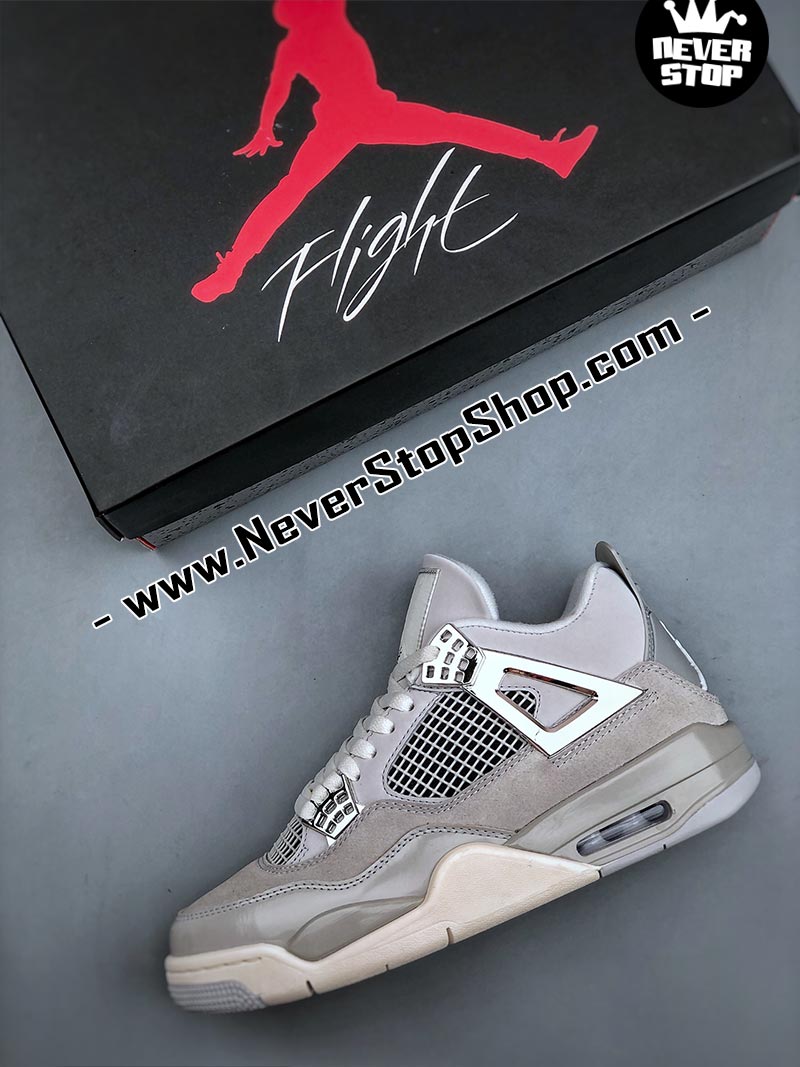 Giày thể thao Nike Air Jordan 4 Xám Trắng hàng đẹp siêu cấp like auth replica 1:1 giá rẻ tại NeverStop Sneaker Shop Quận 3 HCM